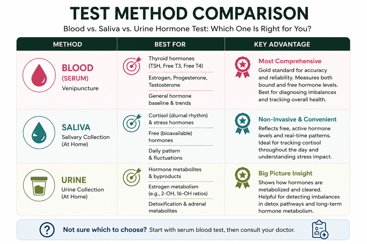 Blood vs Saliva vs Urine Hormone Test