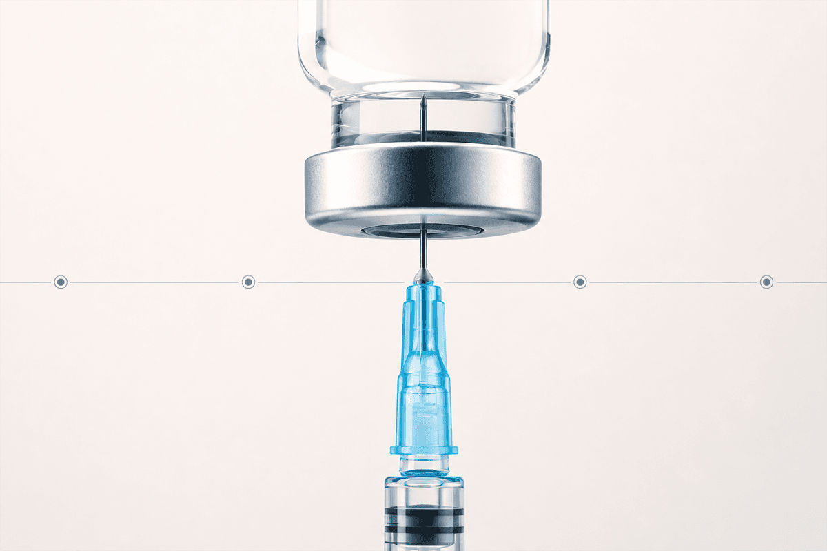 TRT injection vial and syringe illustrating testosterone replacement therapy treatment