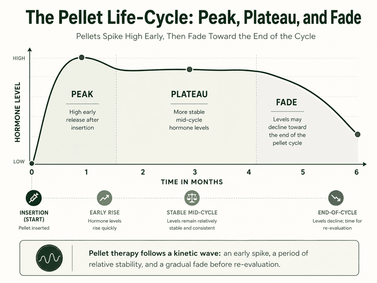 Pellet Life-Cycle Peak, Plateau, and Fade
